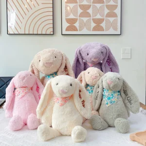 Thỏ Bông Jellycat Thêu Tên Theo Yêu Cầu - Thỏ Tai Dài Lông Mềm Cho Bé Người Yêu Gấu Bông Quà Tặng Noel