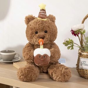 Gấu bông sinh nhật teddy ôm bánh sinh nhật làm quà tặng sinh nhật dễ thương
