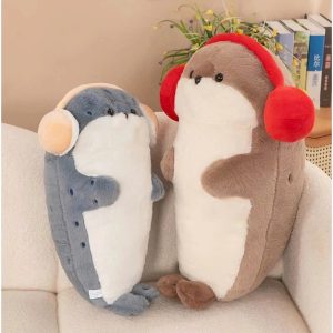 Gấu Bông Hải Cẩu & Rái Cá Nhồi Bông Đáng Yêu 50cm - Thú Nhồi Bông Rái Cá Đeo Tai Nghe ,Quà Tặng Dễ Thương Cho Bé
